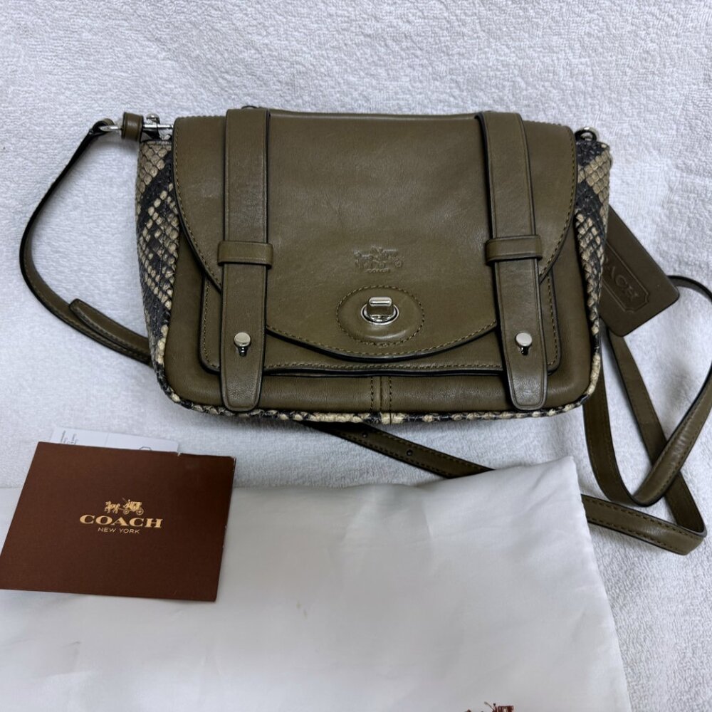 Coach Bleecker Python Mini Messenger Sv/Natural O… - image 1